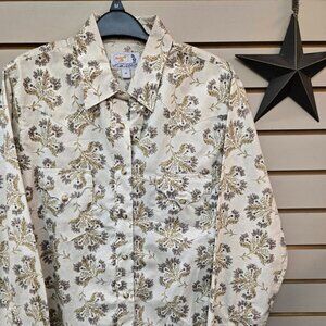 ladies cowgirls rodeo pearl snap vintage Panhandle Slim as new crisp shirt M
